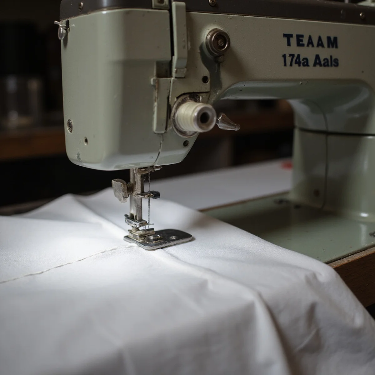 Sewing machine threaded for single-needle stitching