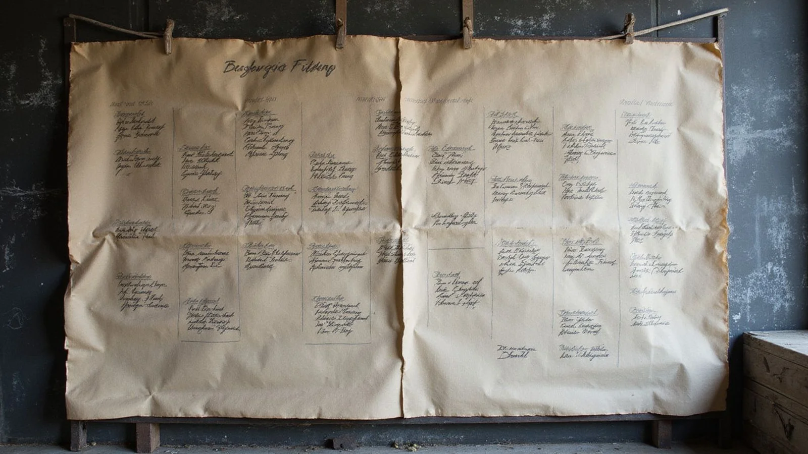 Workshop calendar with fitting dates chalked against client names